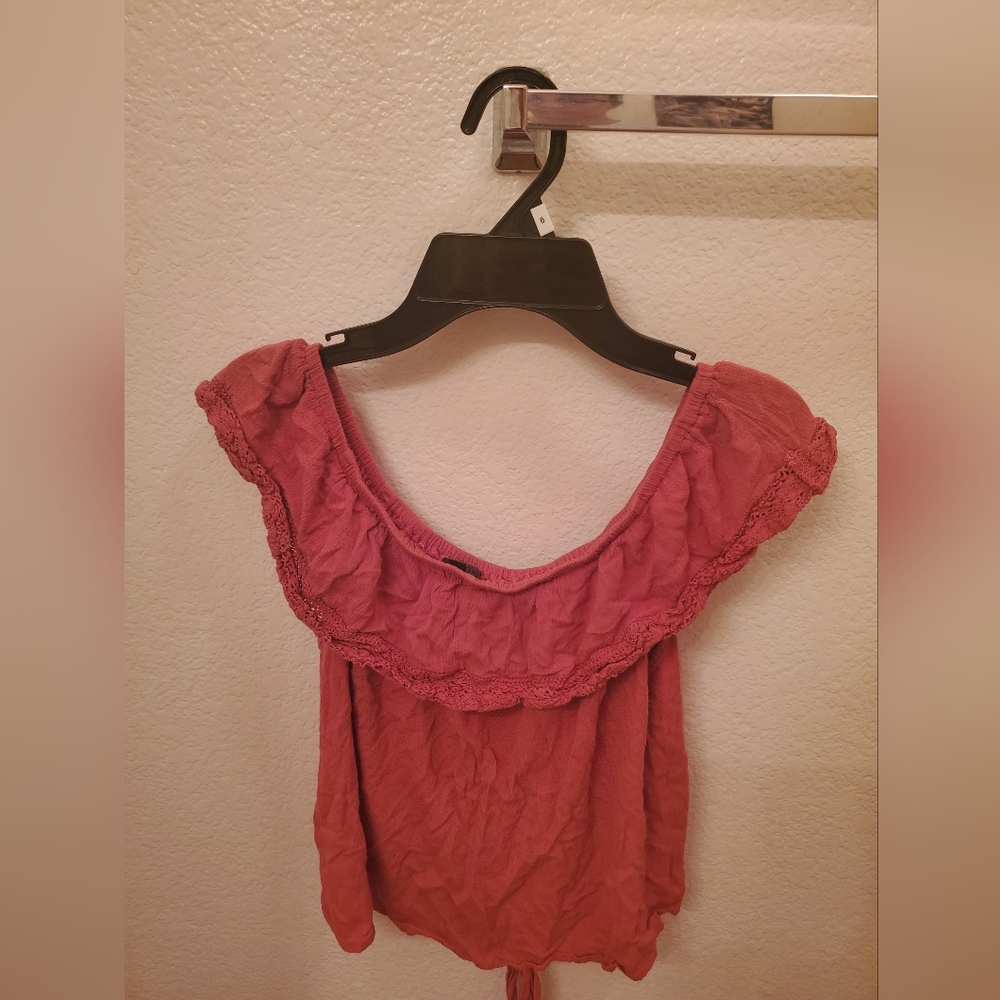 Women's Orange Ruffled Top - Picture 2 of 3